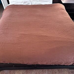 The Citizenry 100% French Linen Duvet Cover Terracotta Colored King B35